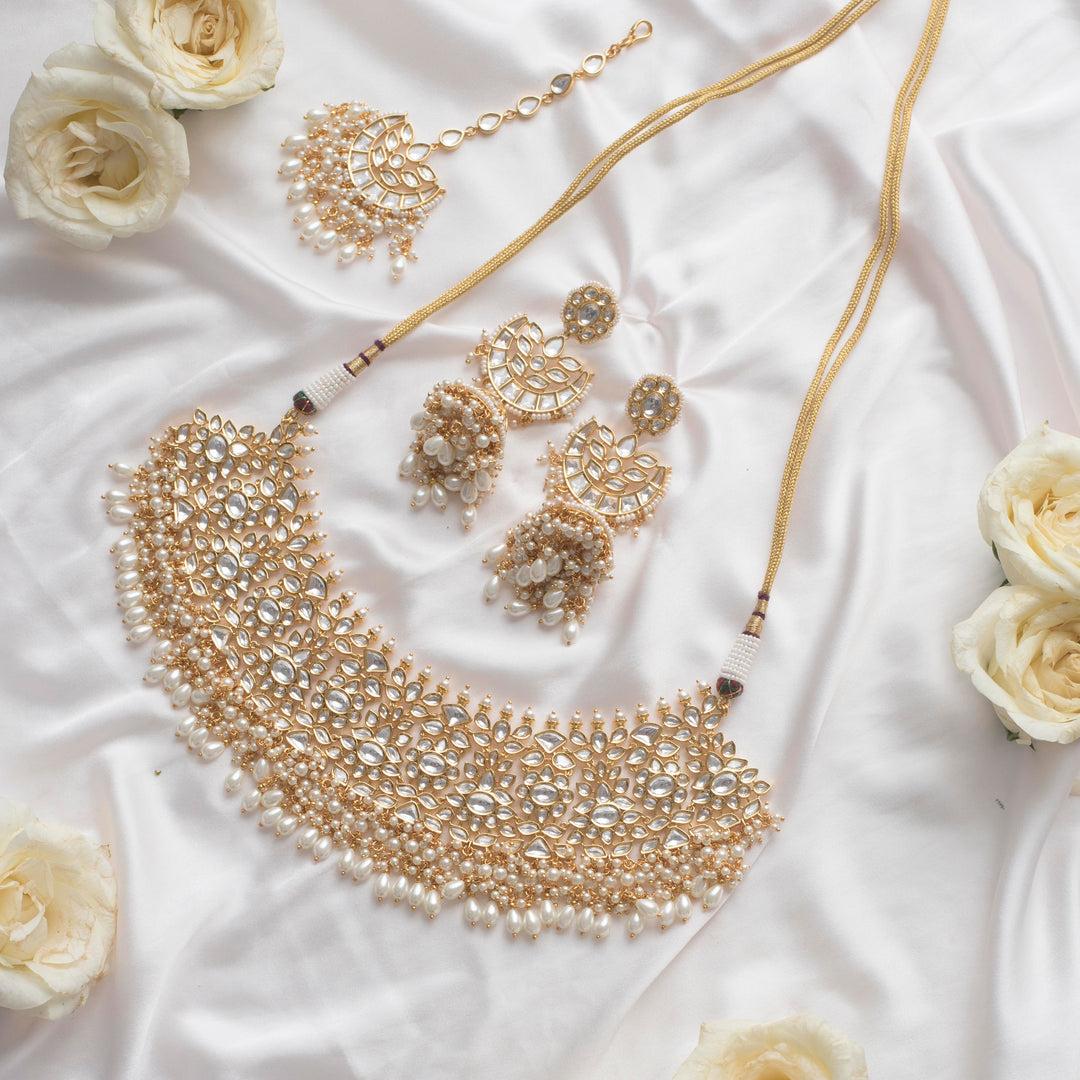 Gold Pearl Necklace Set